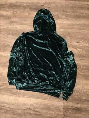 Emma & Sam Emerald Green Velvet Hoodie Sweater